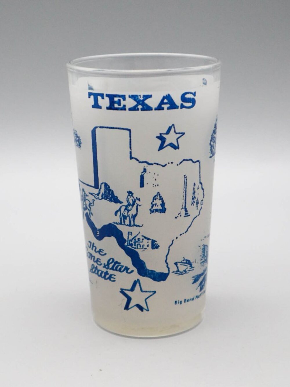 Vtg Hazel Atlas Texas State Map Illustrated Souvenir Juice Glass Lone Star State